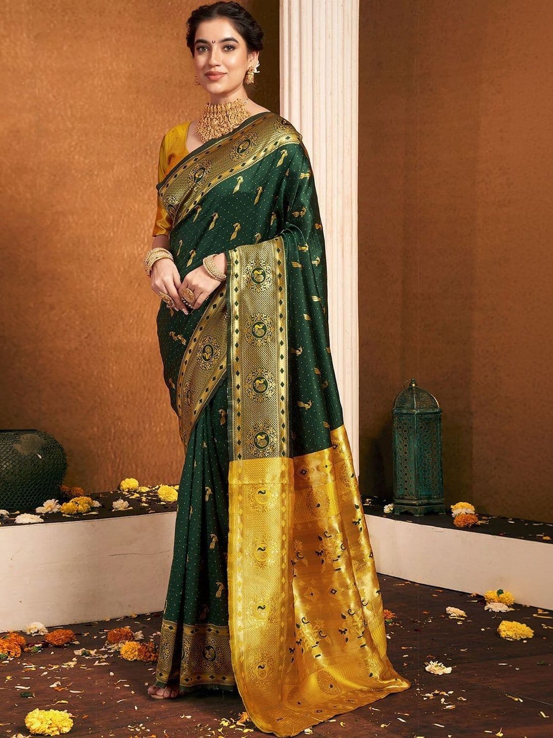Anouk Ethnic Motifs Zari Art Silk Handloom Banarasi Saree - view 1