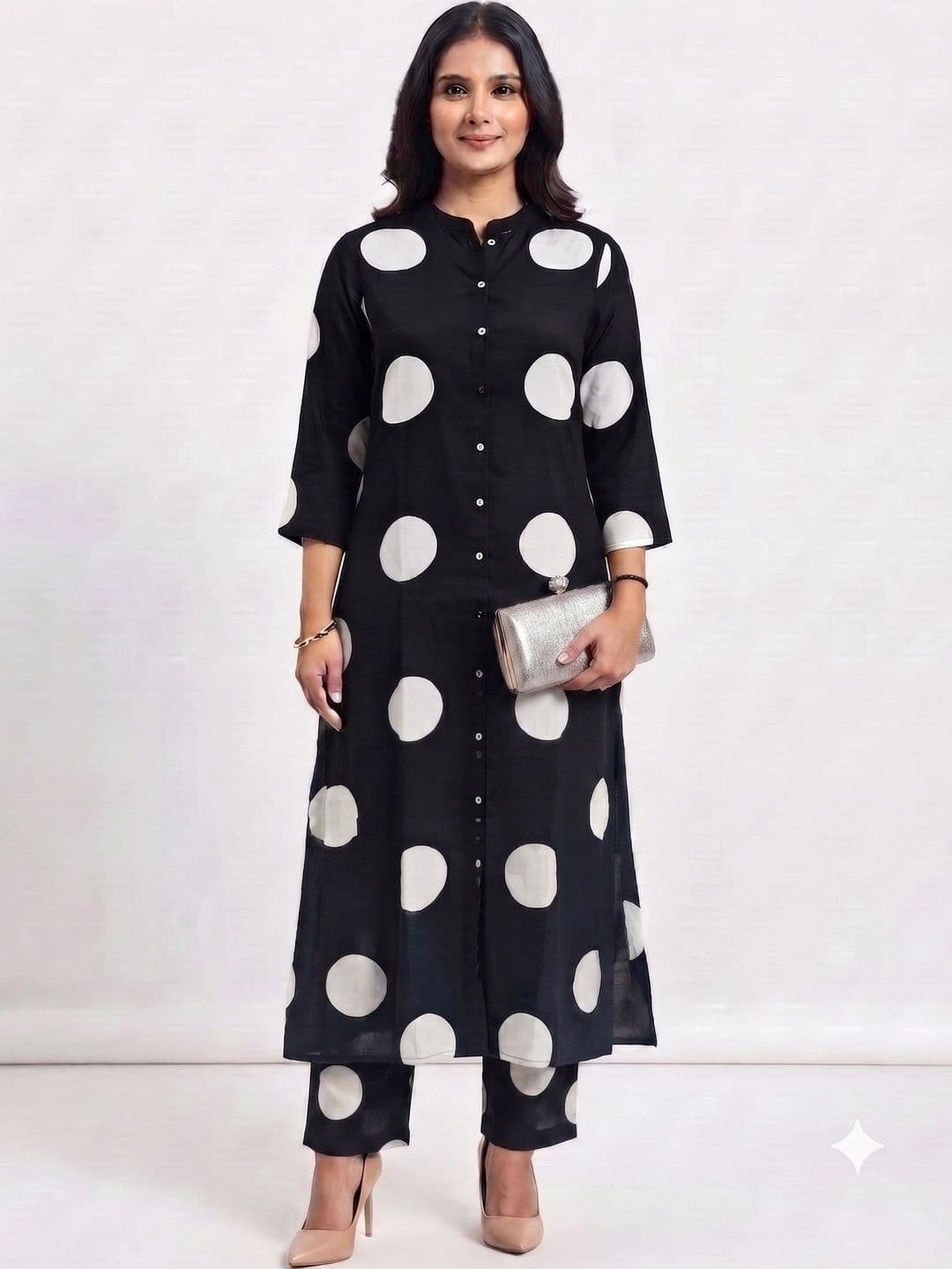 aayusika Women Printed Regular Pure Cotton Kurta with Trousers - view 1