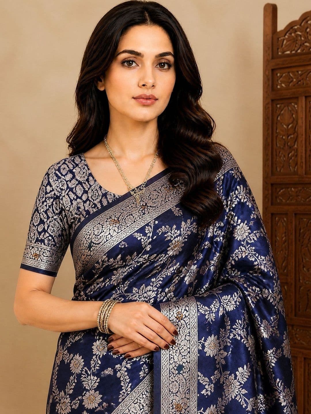 Anouk Ethnic Motifs Zari Art Silk Banarasi Saree - view 1