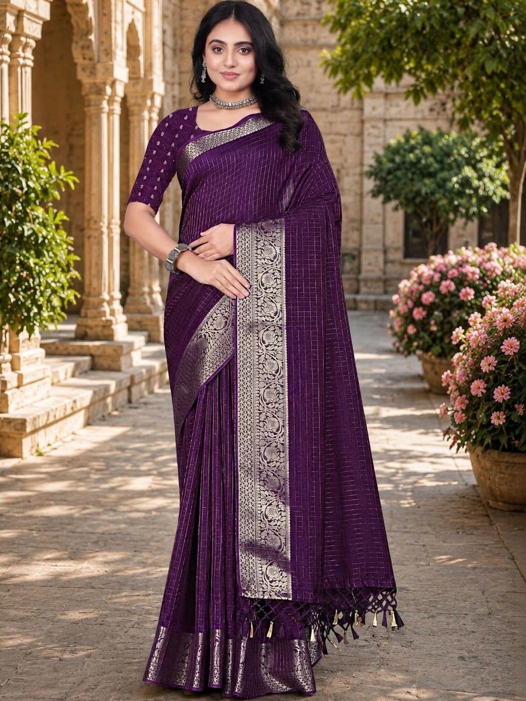 J 6 DESIGNER Woven Design Zari Kanjeevaram Saree - view 1