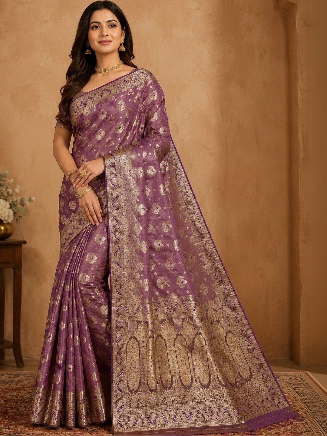 VIRASAT SAREE Woven Design Zari Art Silk Banarasi Saree - view 1
