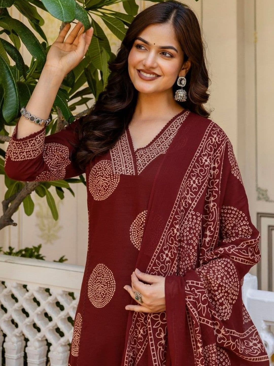 Anouk Women Ethnic Motifs Printed Regular Pure Cotton Kurta with Churidar & With Dupatta - view 1