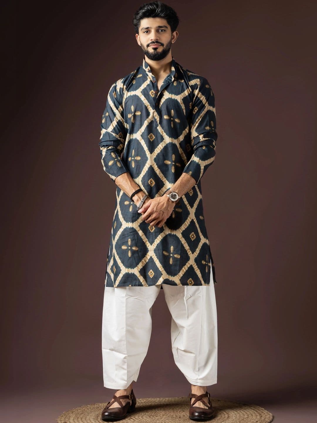 Anouk Men Geometric Printed Kurta - view 1