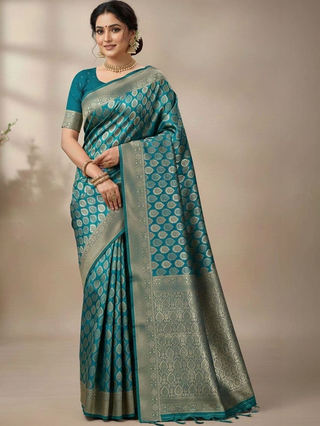 VIRASAT SAREE Woven Design Zari Art Silk Banarasi Saree - view 1