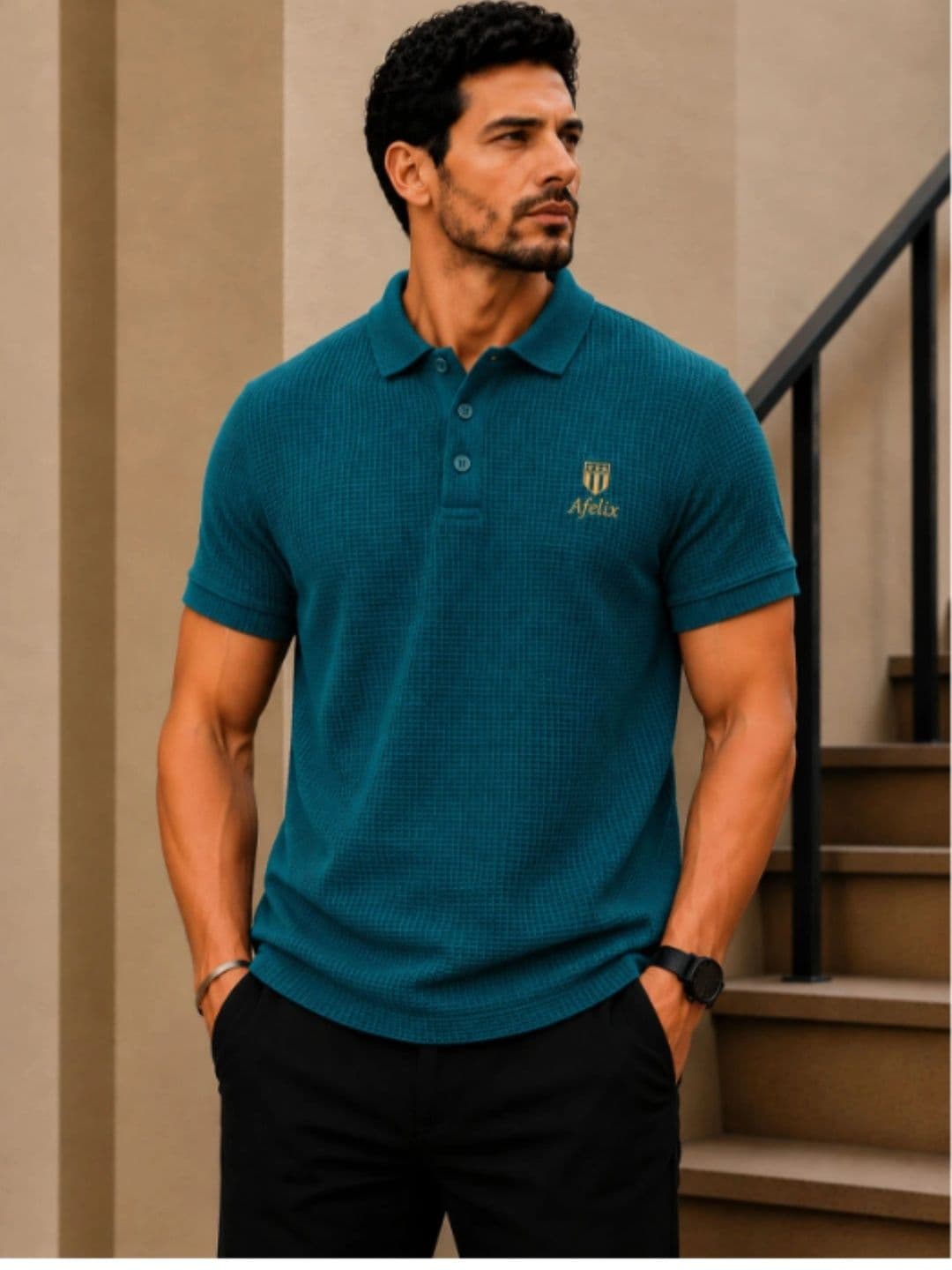 Afelix Men Brand Logo Polo Collar T-shirt - view 1