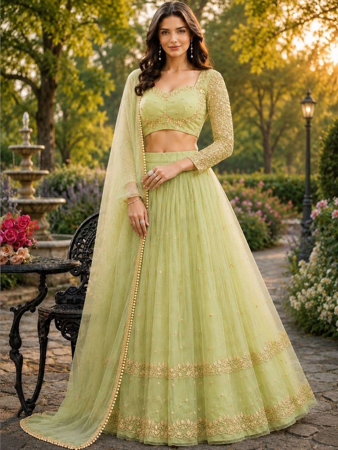 Pinkudi Embroidered Ready to Wear Lehenga & Blouse With Dupatta - view 1