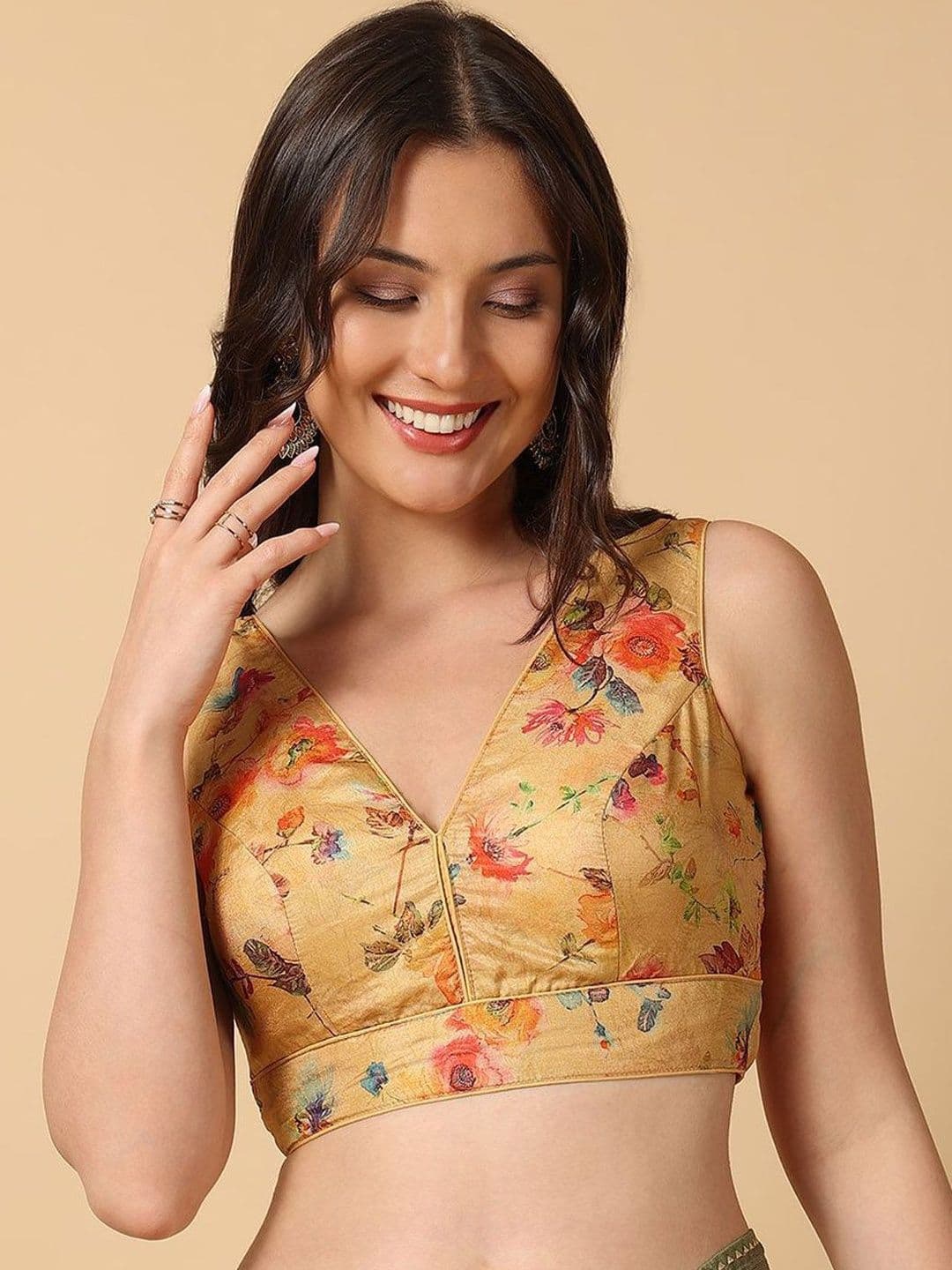 Anouk Silk Blend Printed Saree Blouse - view 1
