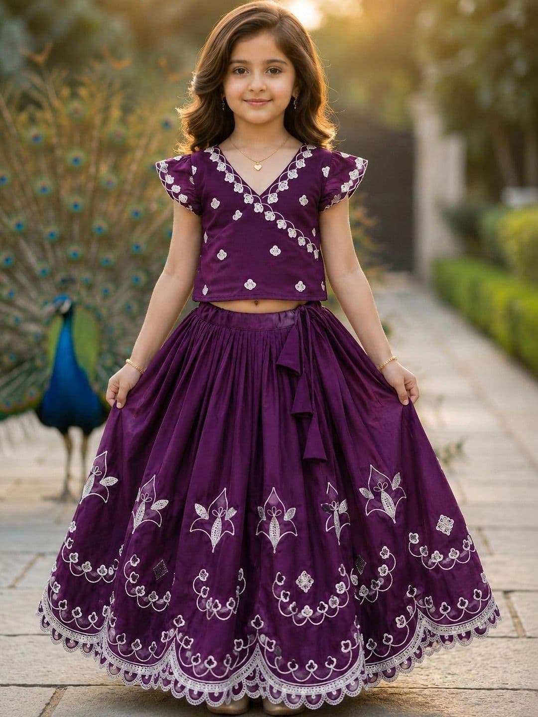 KALINI Girls Embroidered Thread Work Ready to Wear Lehenga & - view 1