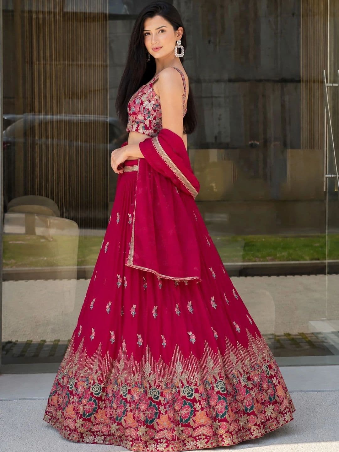 Moda Rapido Embellished Thread Work Semi-Stitched Lehenga & Unstitched Blouse With Dupatta - view 1
