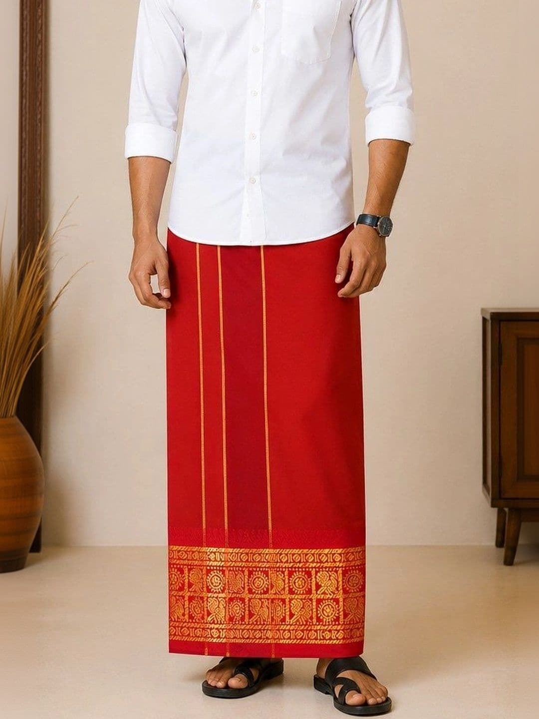 Sharan Elegance Men Printed Cotton Dhoti Dhotis - view 1