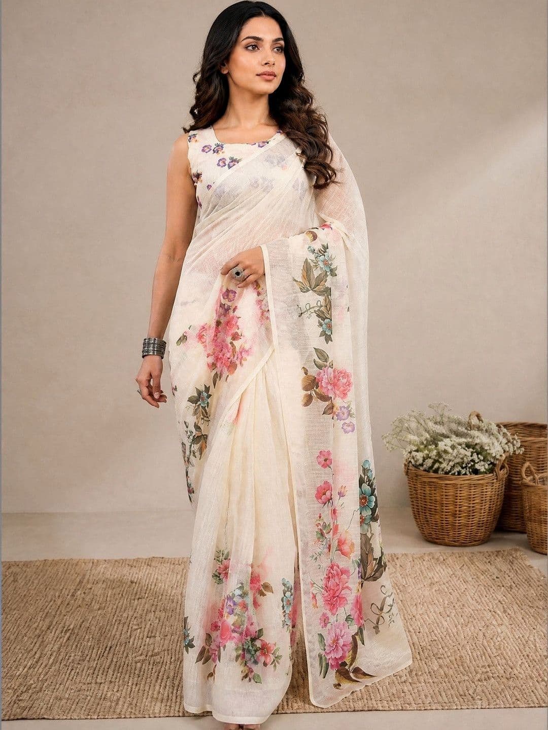 Anouk Women Printed Zari Shibori Ready to Wear Pocket Saree with Blouse - view 1