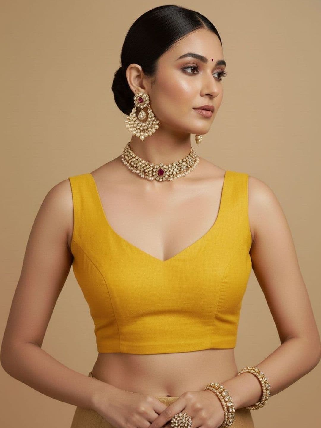 Anouk Silk Solid Saree Blouse - view 1