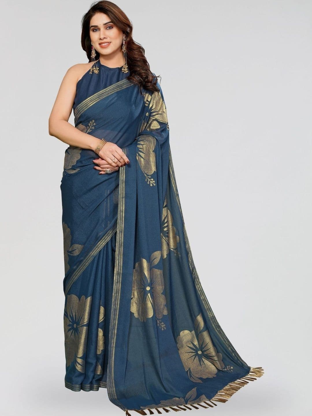 Anouk Floral Poly Georgette Designer Saree - view 1