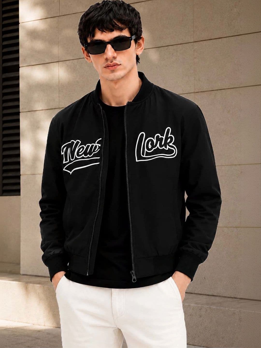 R.Code by The Roadster Life Co. Men Typography Bomber Jacket - view 1