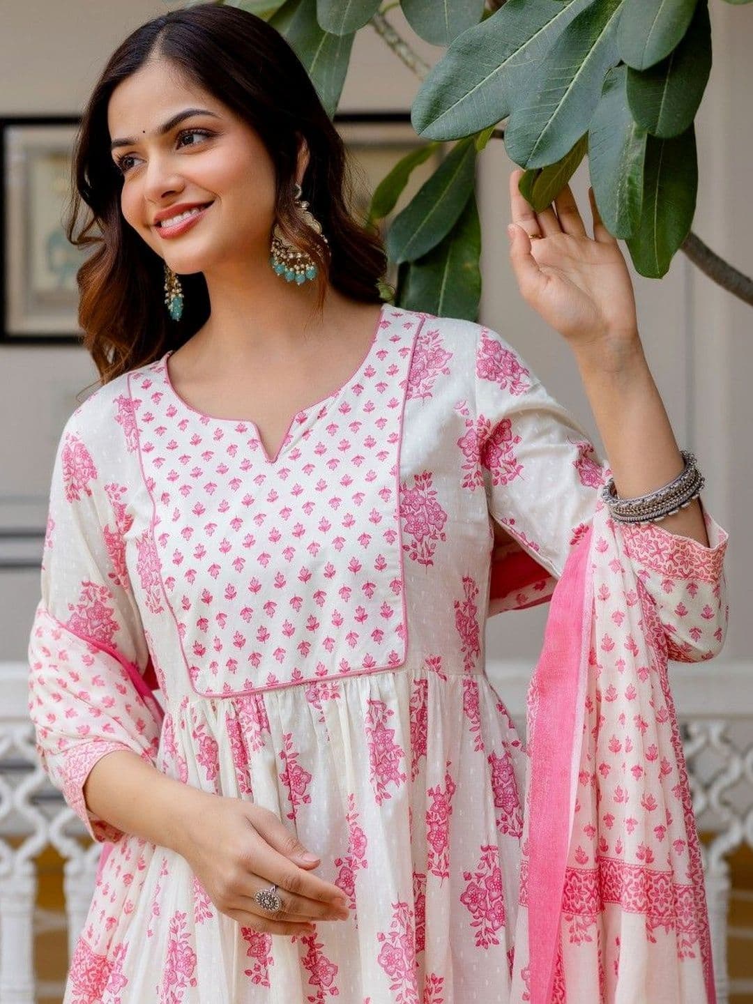 Anouk Mirage Women Ethnic Motifs Printed Empire Pure Cotton Kurta With Dupatta - view 1