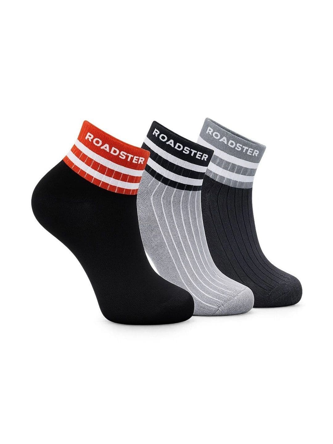 Roadster Men Pack of 3 Cotton Striped Ankle Length Socks - view 1