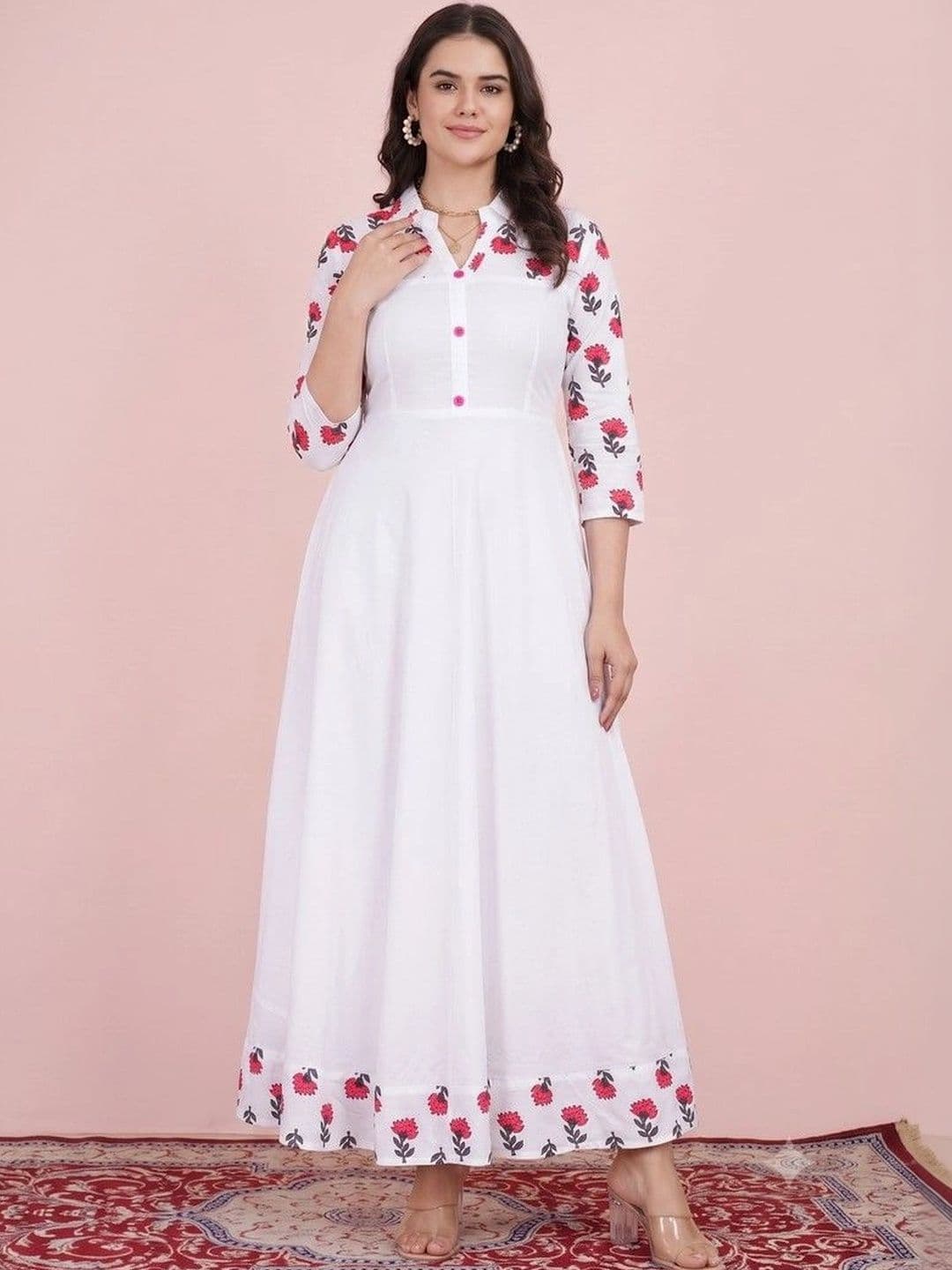 DARGU Women Printed Floral Anarkali Kurta - view 1