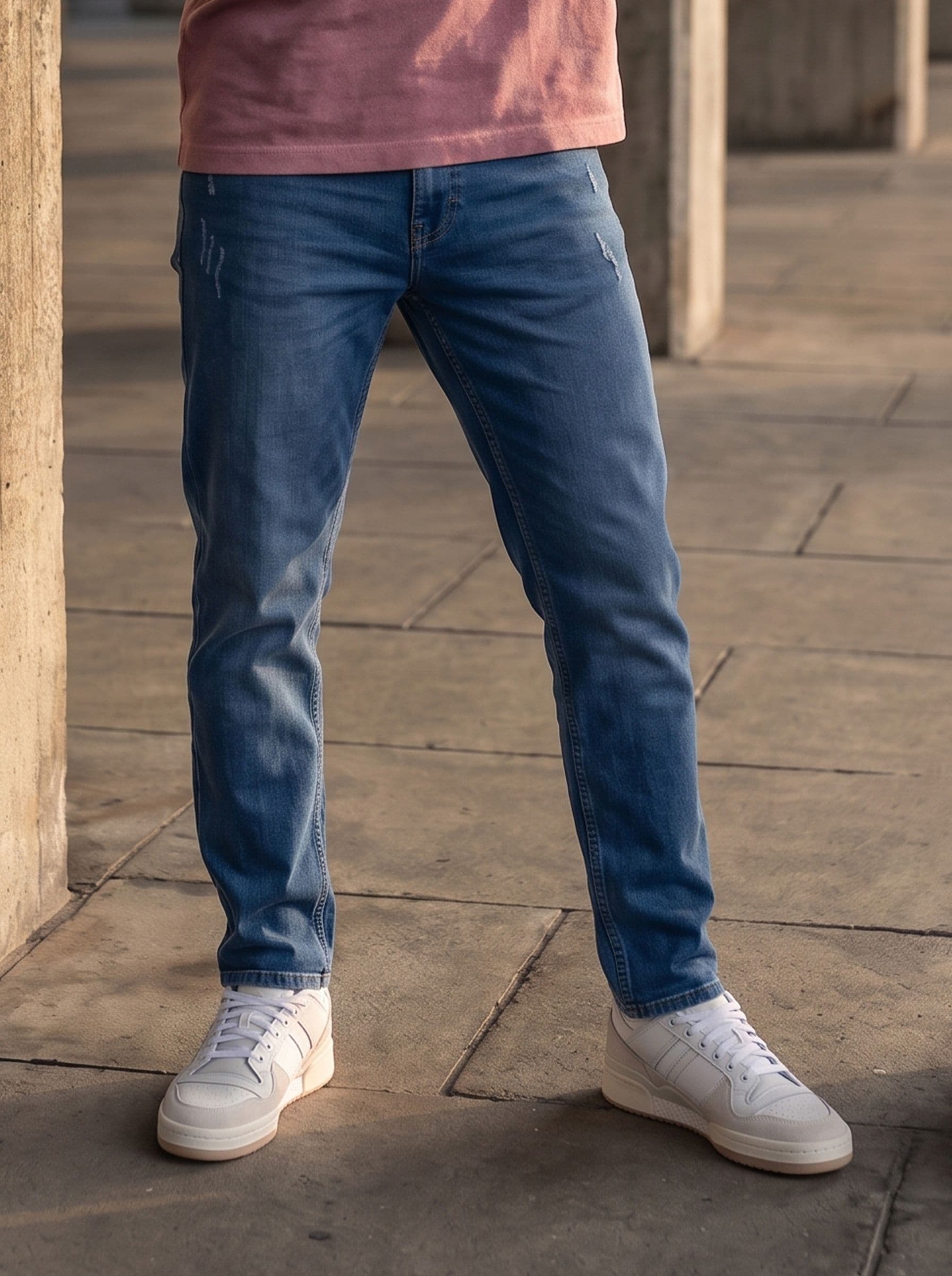 The Roadster Life Co. Men Slim Fit Low Distress Light Fade Stretchable Jeans - view 1