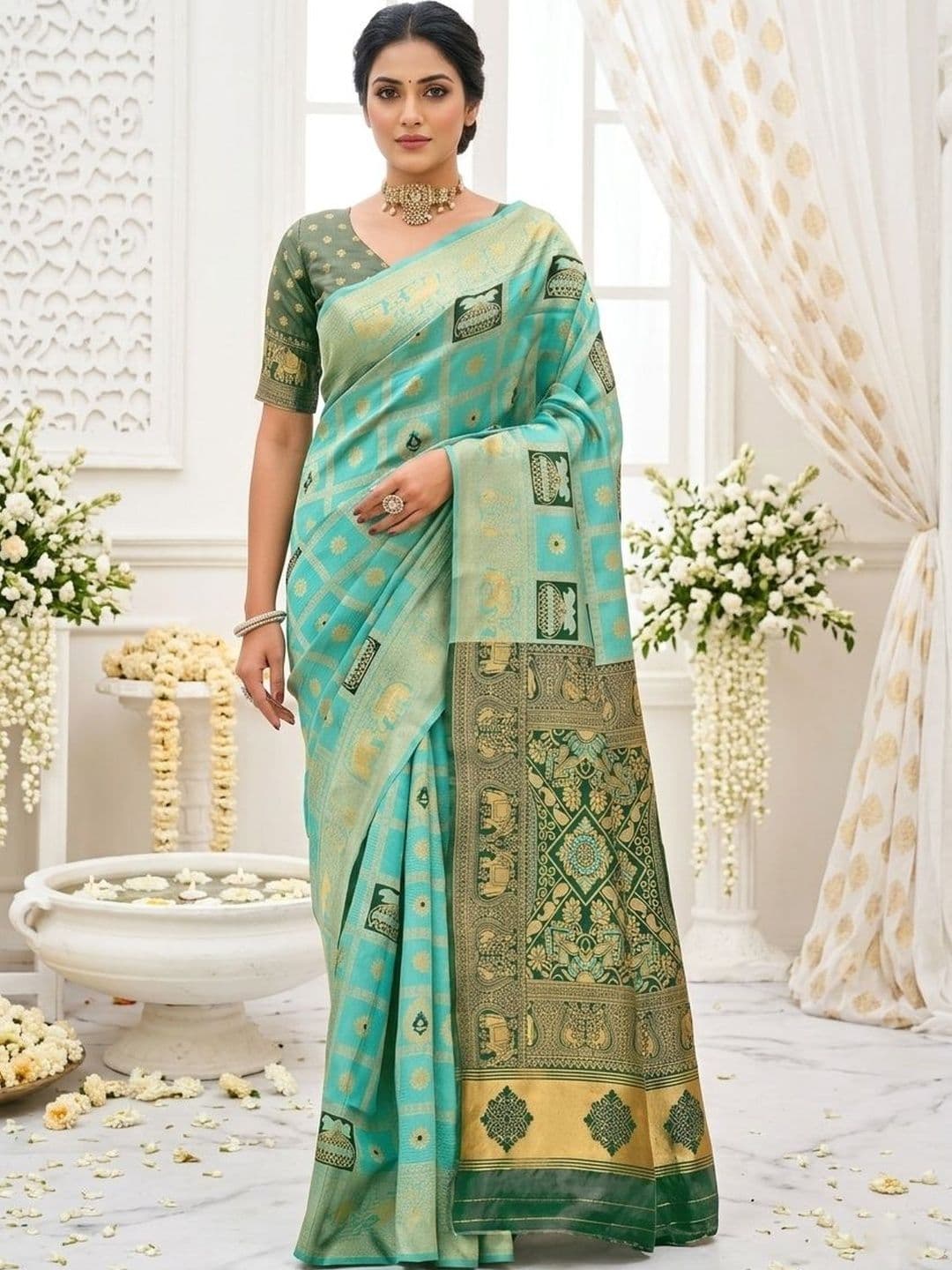 Anouk Ethnic Motifs Zari Silk Blend Designer Saree - view 1