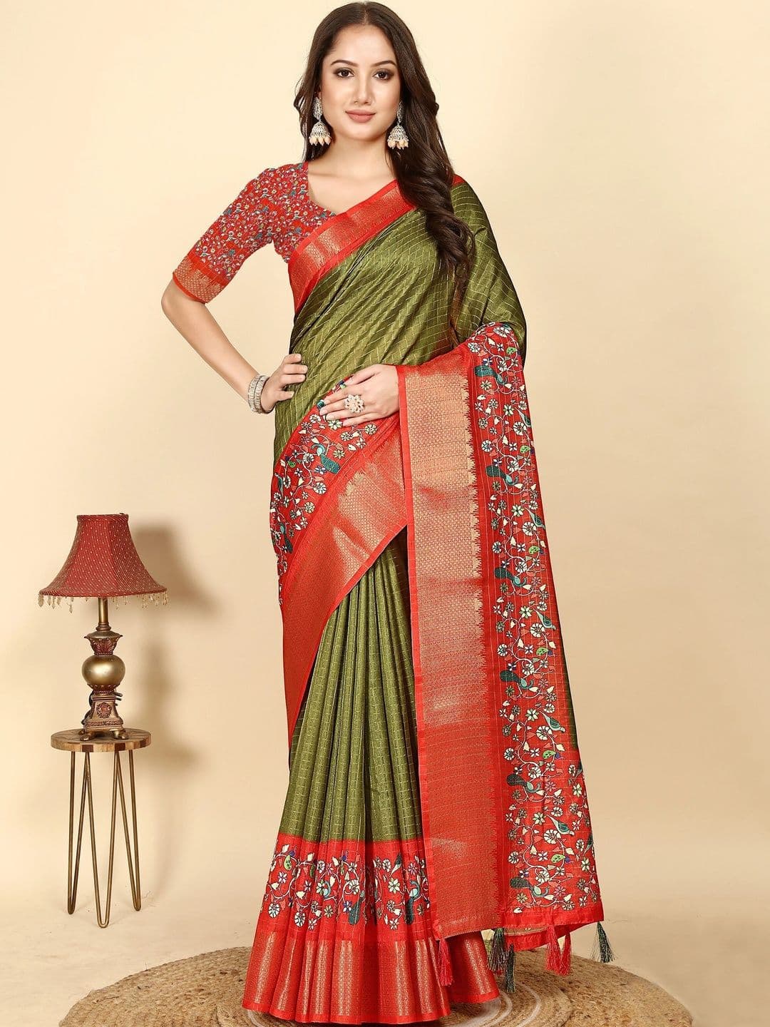 SSHAGUN LIFESTYLE Paisley Silk Cotton Heavy Work Bandhani Saree - view 1