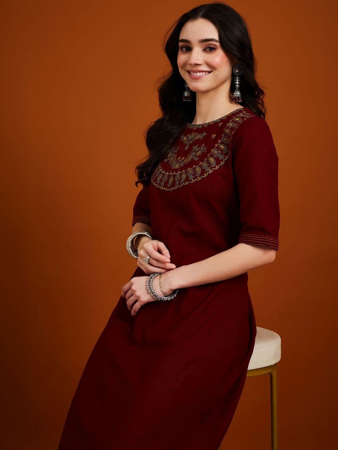 Anouk Women Embellished Thread Work Kurta - view 1