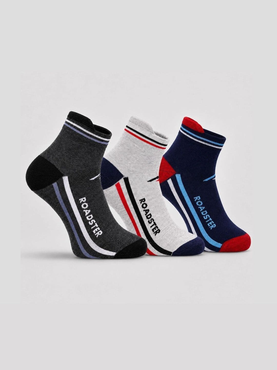 Roadster Men Pack of 3 Cotton Patterned Ankle Length Socks - view 1