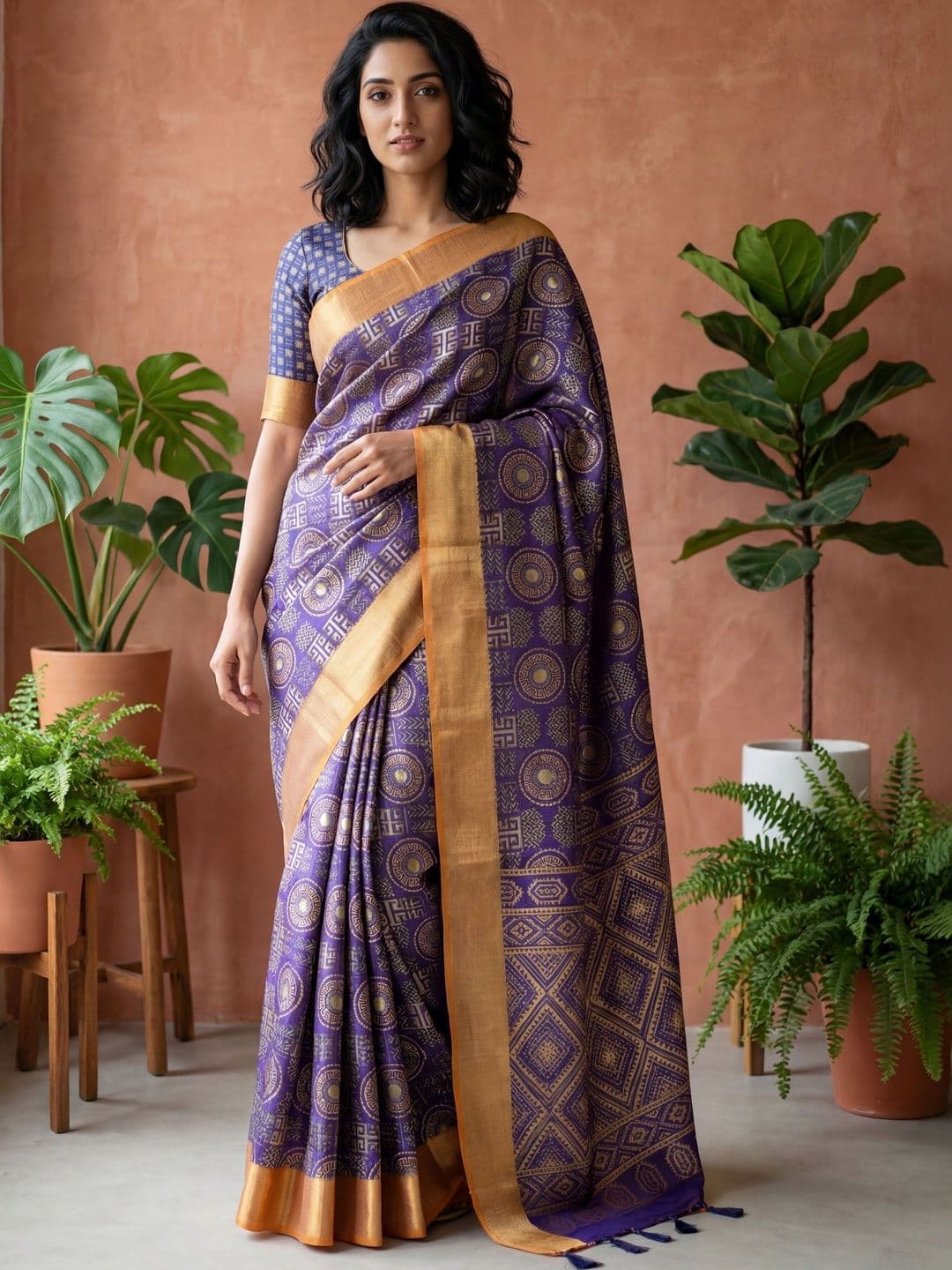 Anouk Woven Design Zari Silk Blend Ikat Saree - view 1