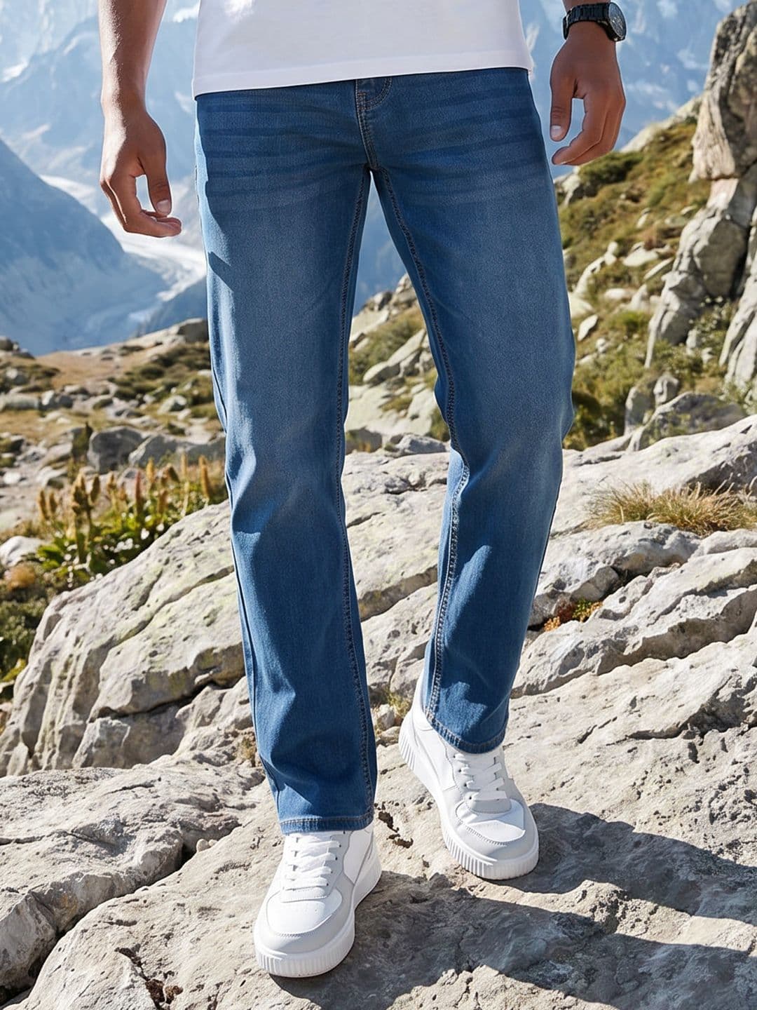 The Roadster Life Co. Men Straight Fit Light Fade Stretchable Jeans - view 1