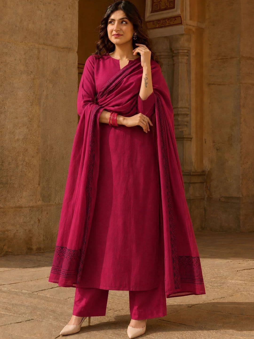 Anouk Women Ethnic Motifs Regular Kurta with Palazzos & With Dupatta - view 1