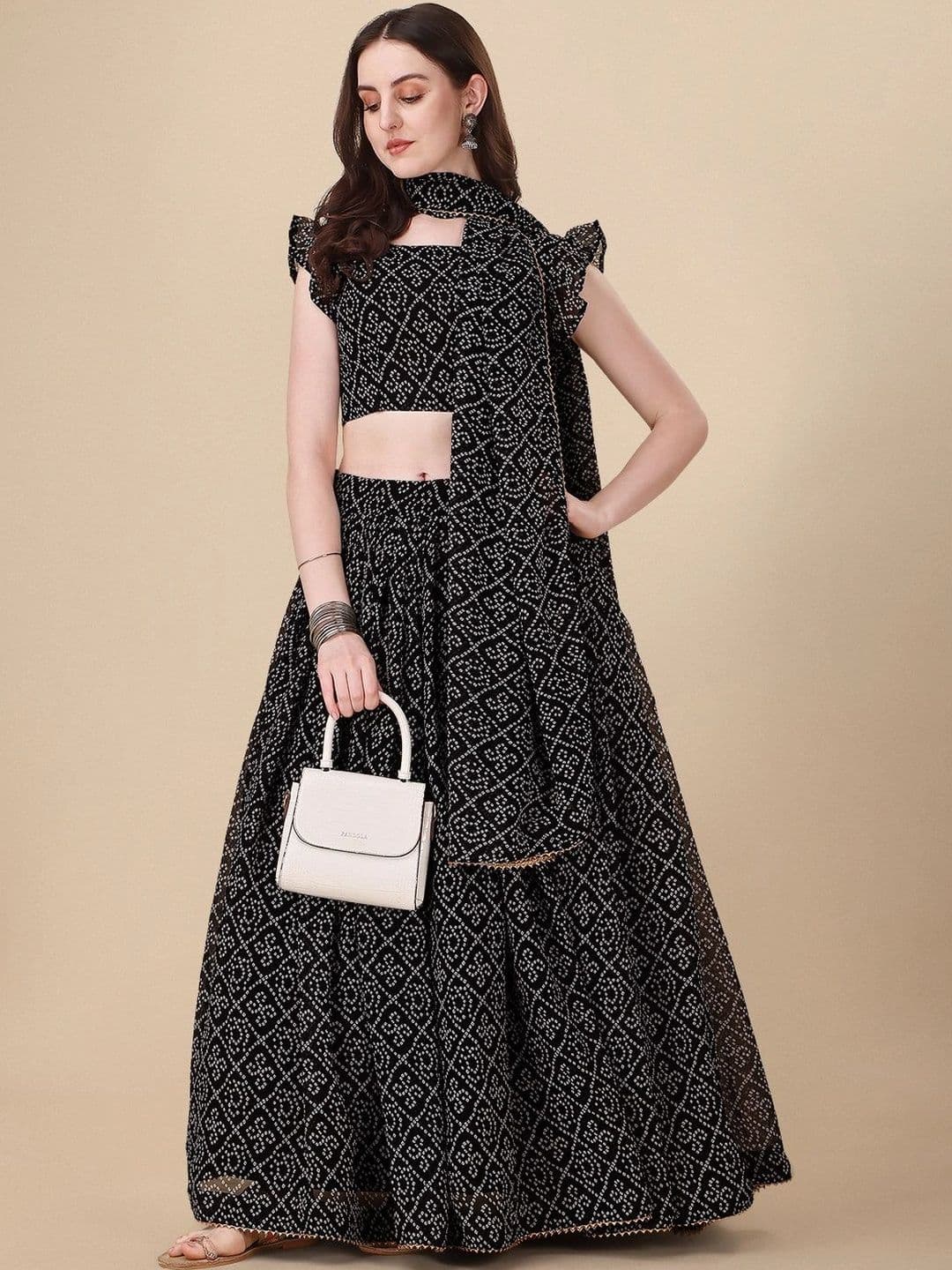 NEPYUN COLLECTION Printed Unstitched Lehenga & Blouse With Dupatta - view 1