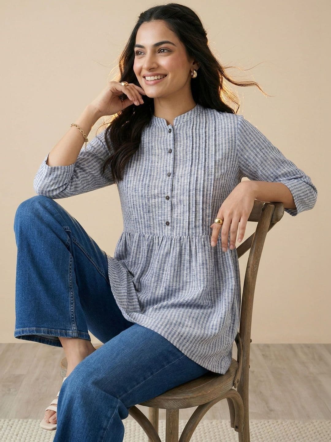 Anouk Woven Design Pure Cotton Panelled Kurti - view 1