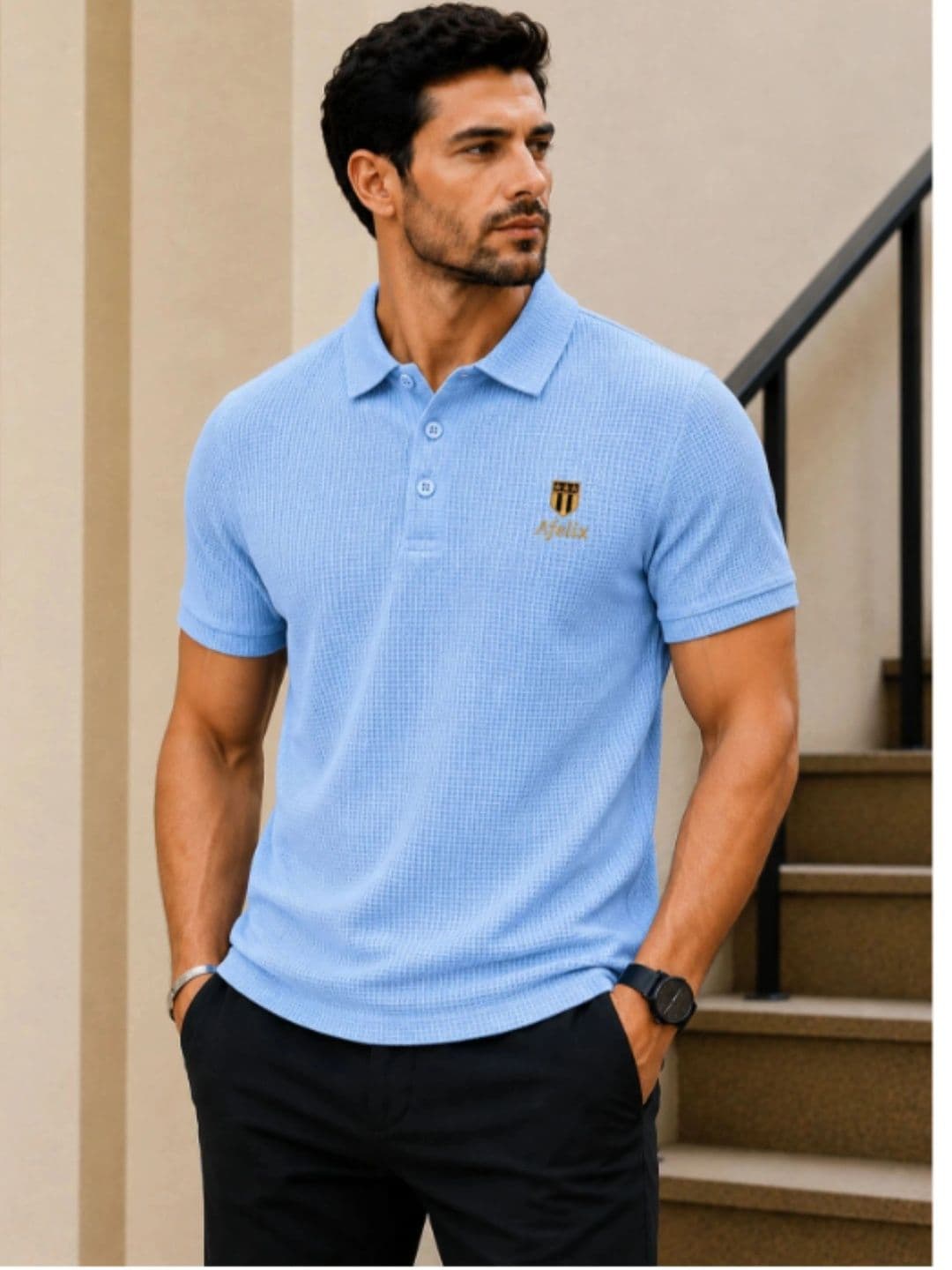 Afelix Men Brand Logo Polo Collar T-shirt - view 1