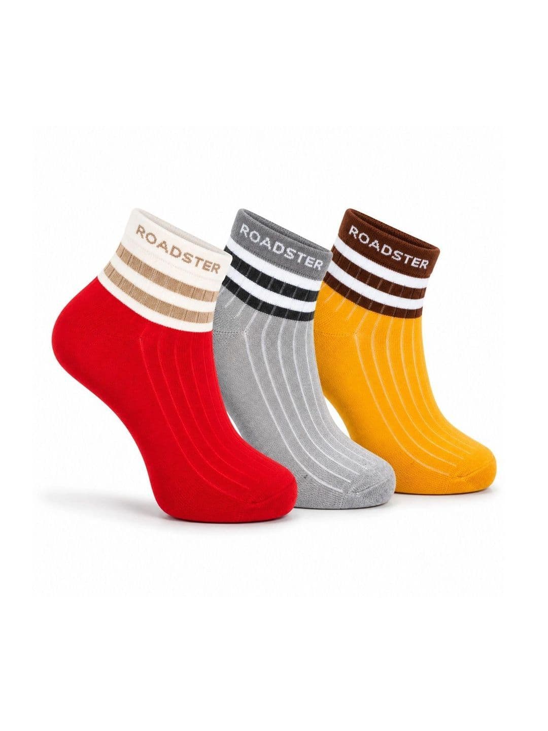 Roadster Men Pack of 3 Cotton Striped Above Ankle Socks - view 1