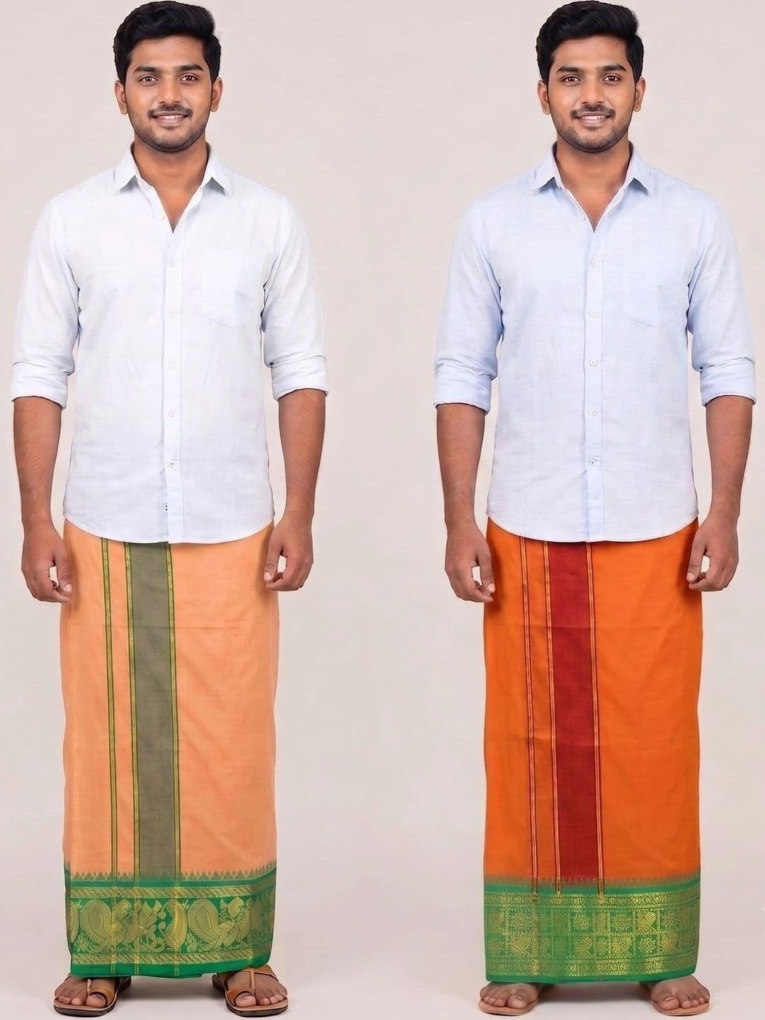 Hornbill Enterprises Men Striped Cotton Dhoti Dhotis - view 1