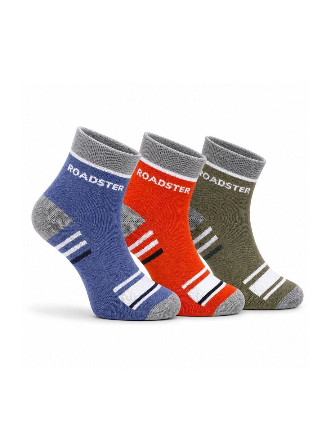 Roadster Men Pack of 3 Cotton Striped Above Ankle Socks - view 1
