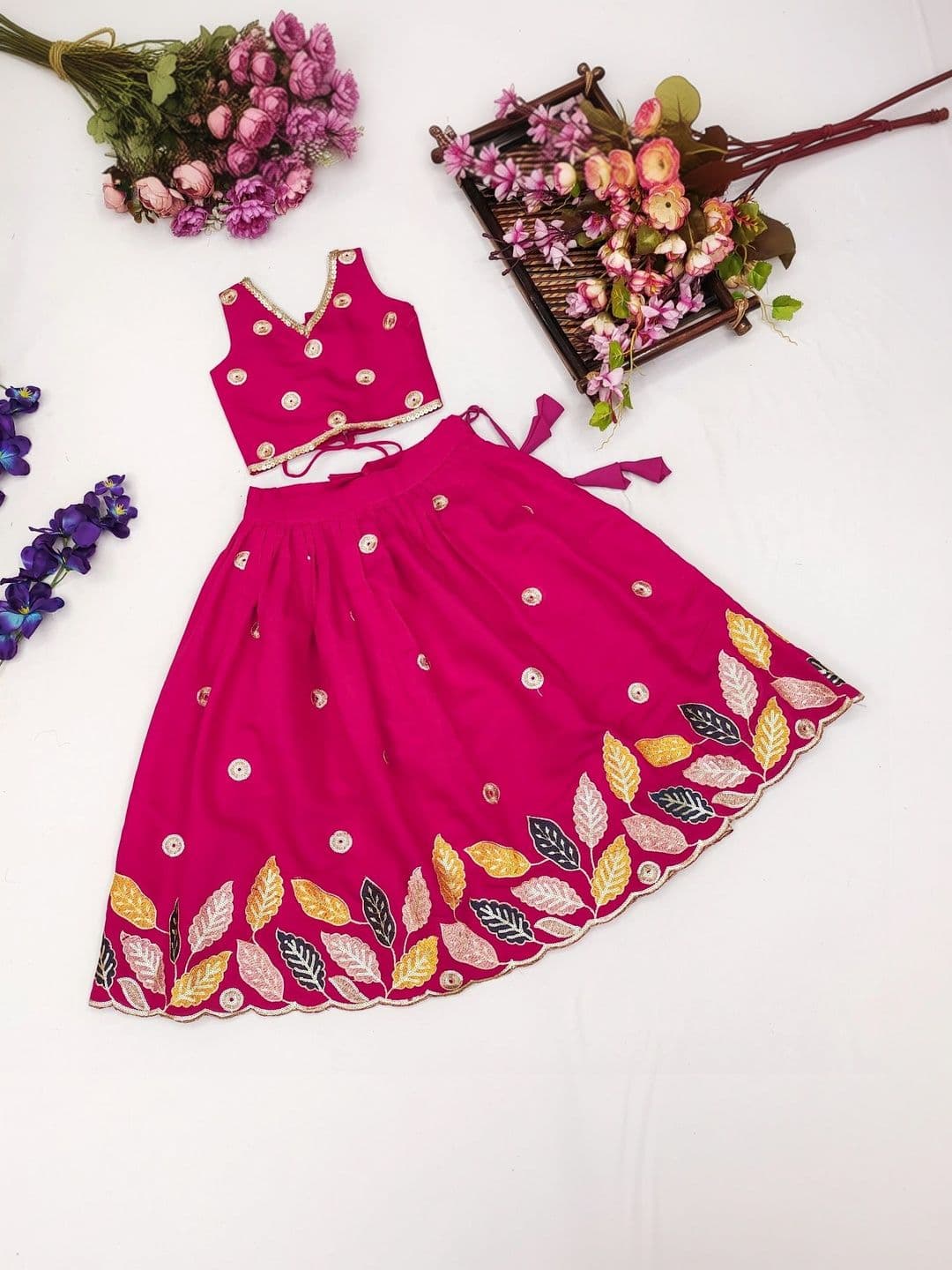 DRISHIV ENTERPRISE Girls Embellished Sequinned Ready to Wear Lehenga & - view 1
