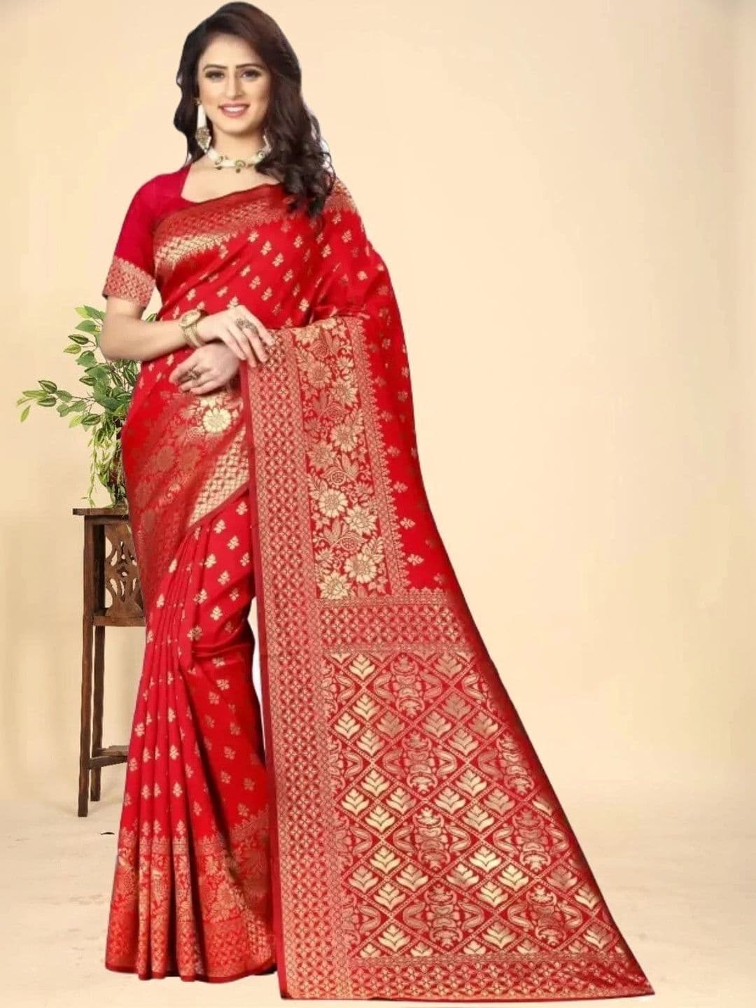 GARIYA Woven Design Zari Silk Cotton Kanjeevaram Saree - view 1