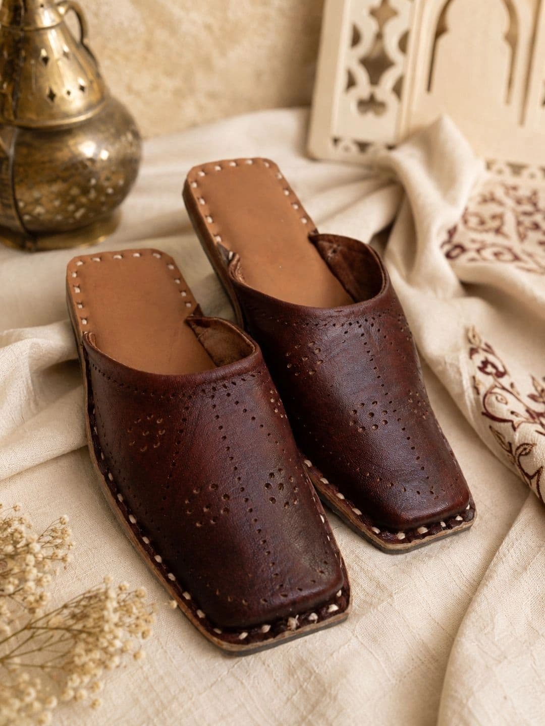 Anouk Men Textured Mules with Laser Cuts Flats - view 1