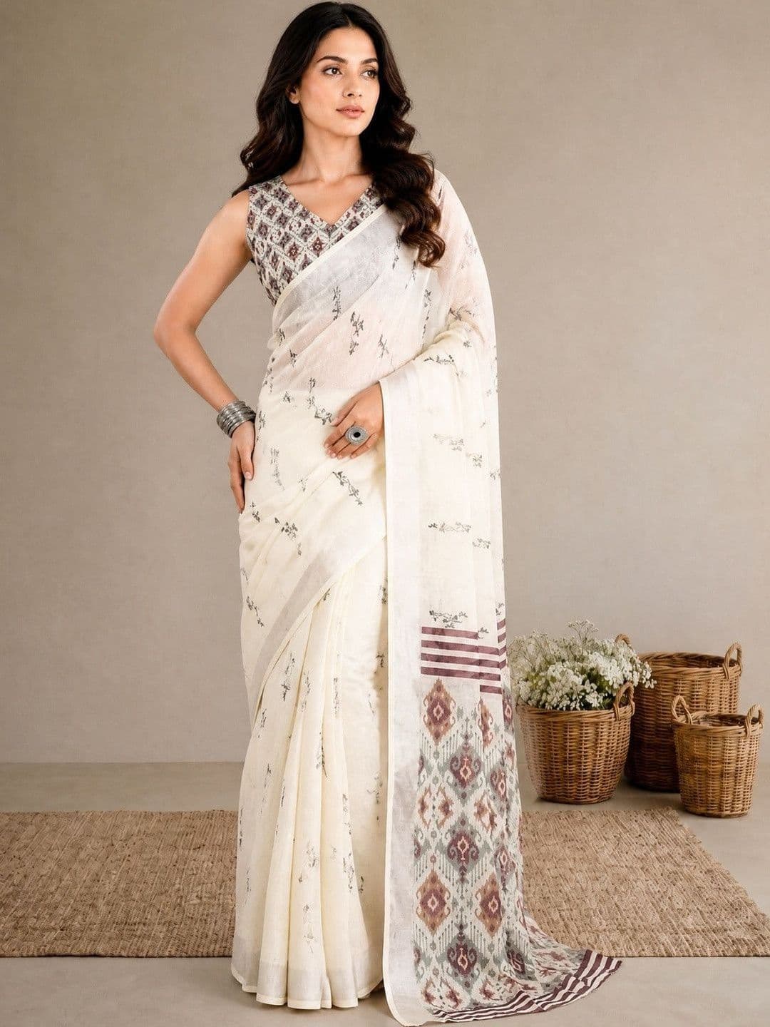 Anouk Women Printed Zari Shibori Ready to Wear Pocket Saree with Blouse - view 1