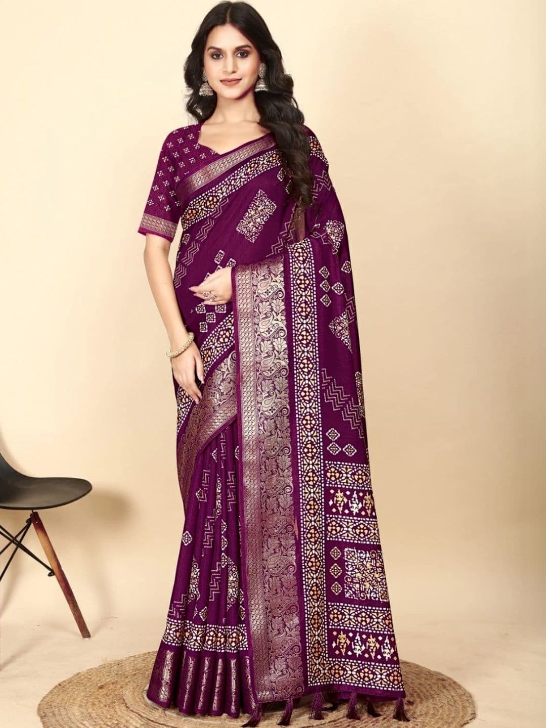 J 6 DESIGNER Batik Zari Silk Cotton Heavy Work Saree - view 1