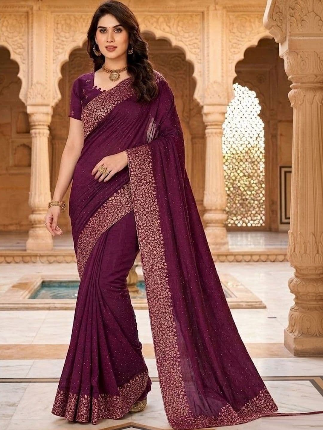 Anouk Embellished Embroidered Silk Blend Saree - view 1