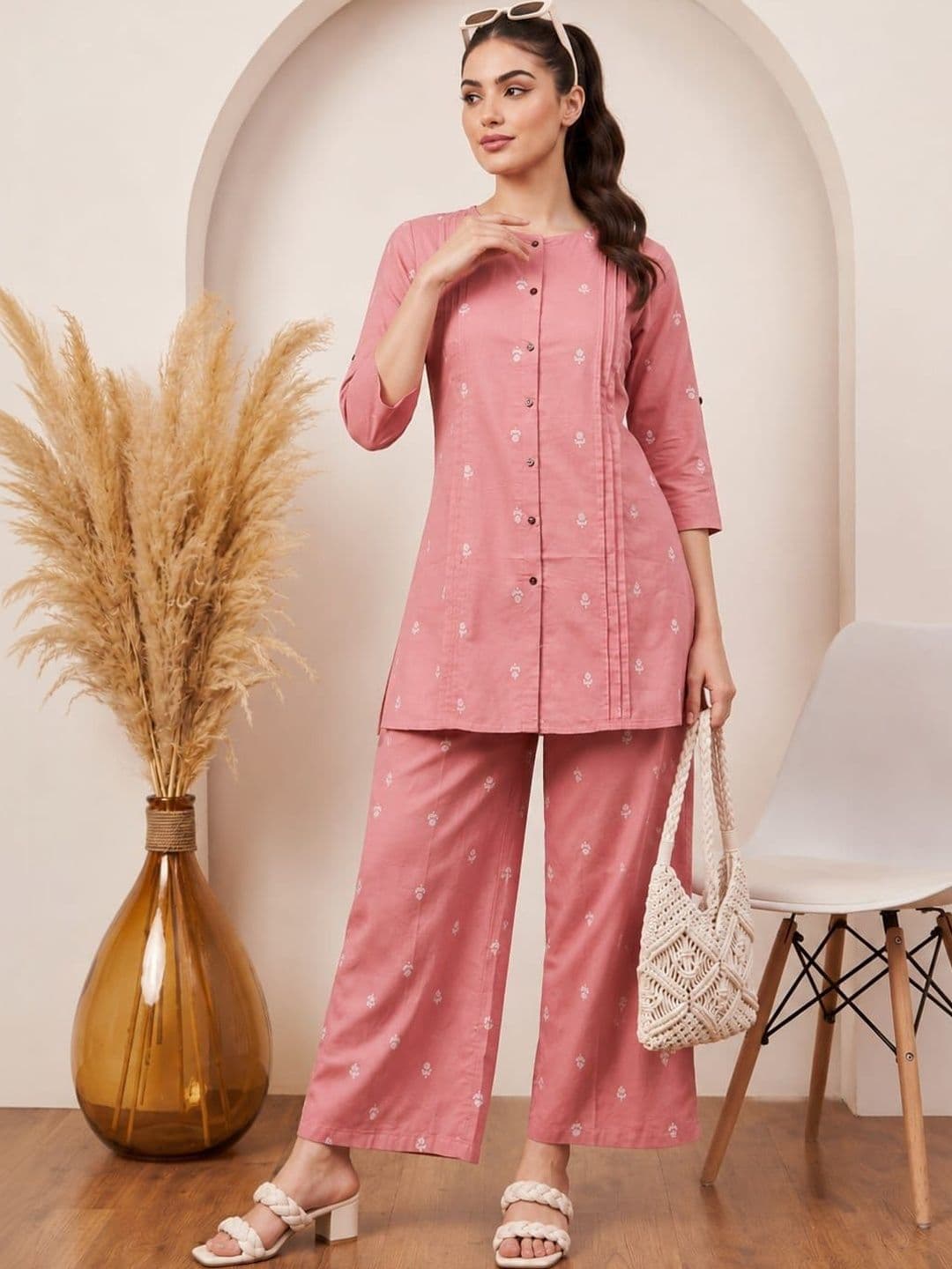 Anouk Cotton Printed Tunic with Palazzos - view 1