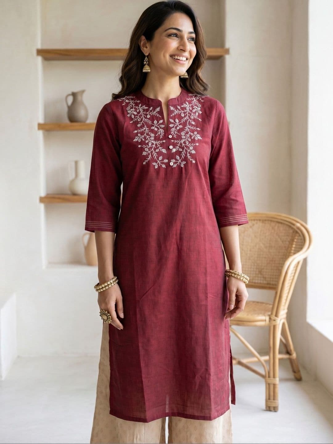 Anouk Women Embroidered Thread Work Kurta - view 1
