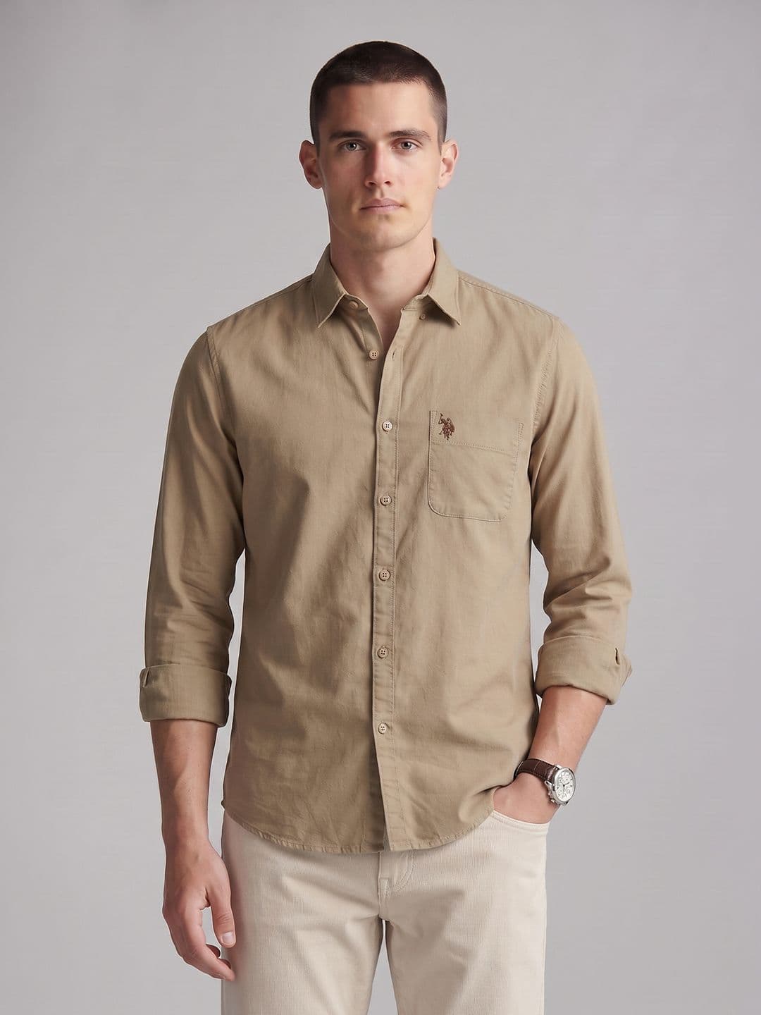U.S. Polo Assn. Denim Co. Spread Collar Pure Cotton Casual Shirt - view 1