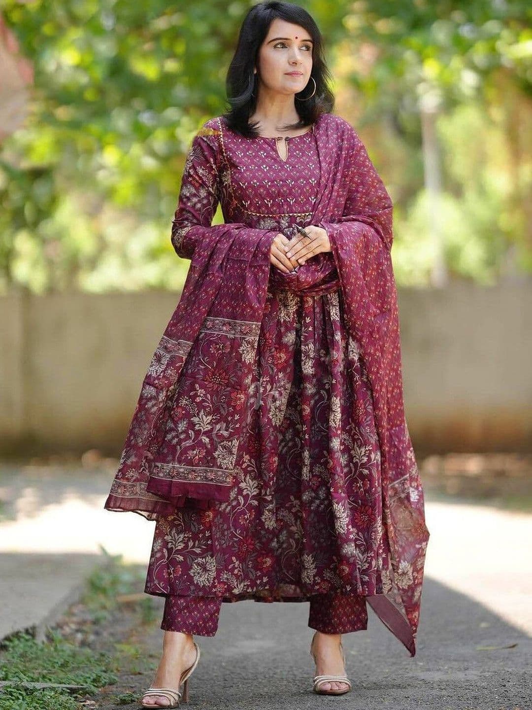 Anouk Women Floral Printed Empire Kurta with Trousers & With Dupatta - view 1
