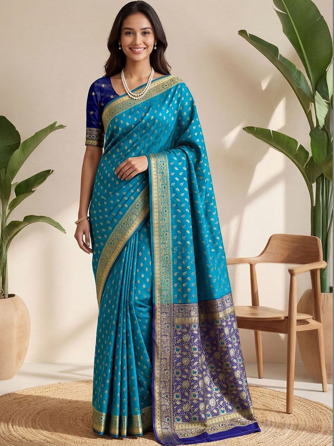 Anouk Ethnic Motifs Zari Silk Blend Handloom Patola Saree - view 1