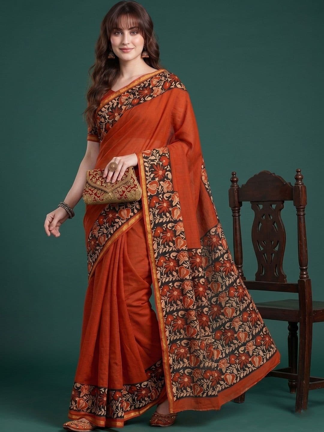 Anouk Floral Pure Cotton Saree - view 1