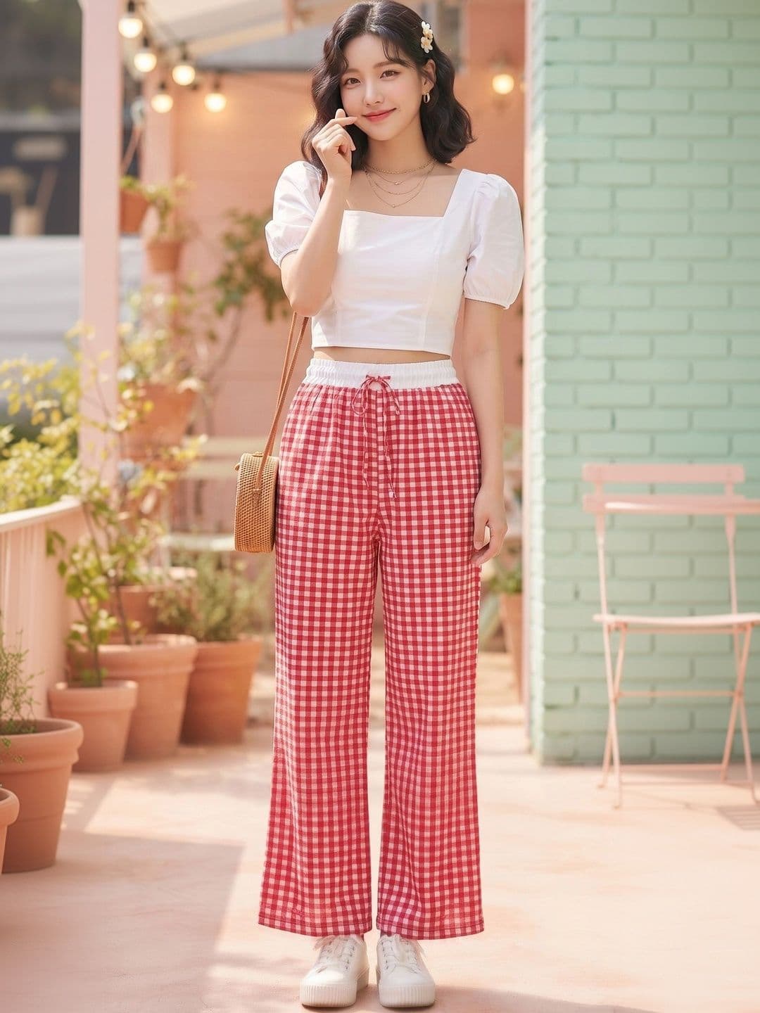 TIARA WORLD Women Checked Knitted Palazzos - view 1