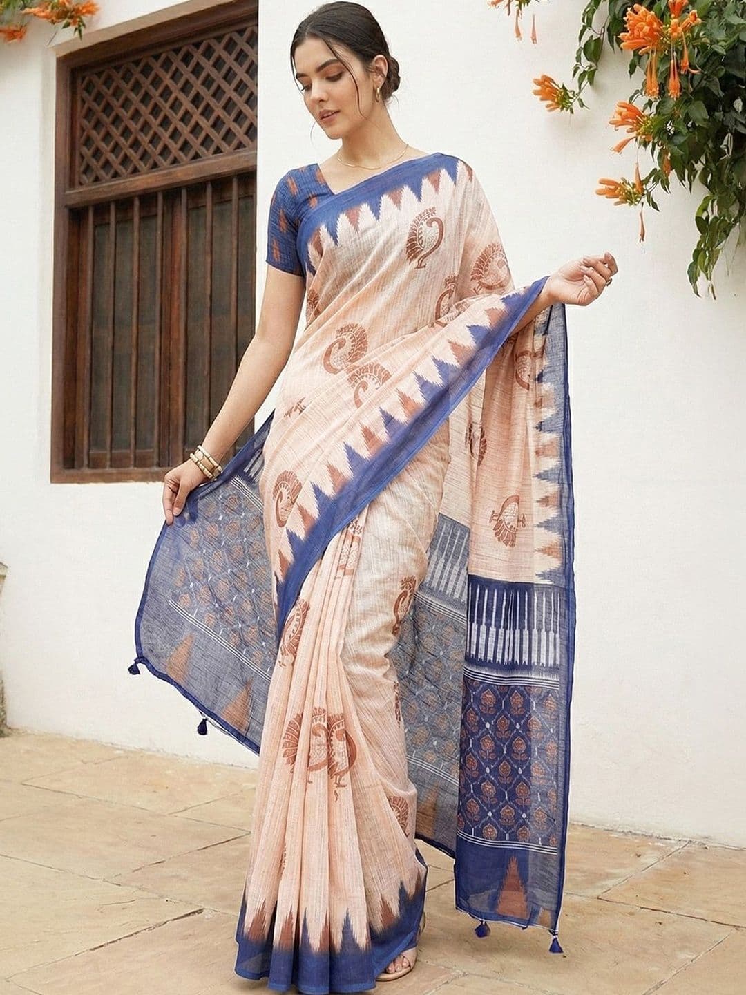 Anouk Ethnic Motifs Pure Cotton Handloom Khadi Saree - view 1