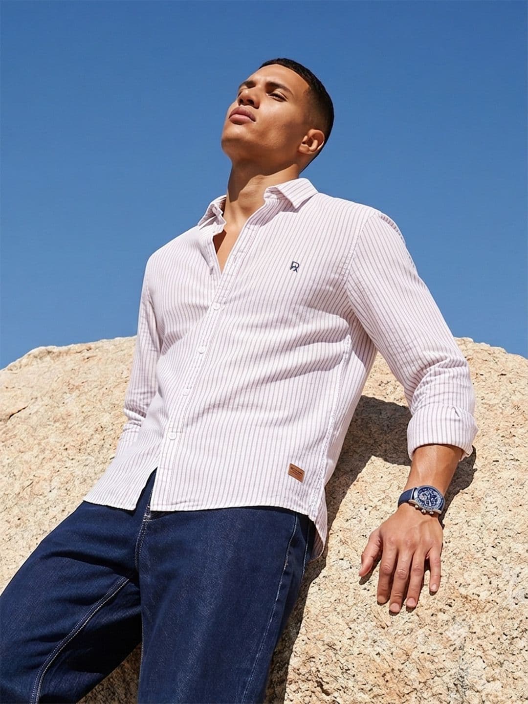 The Roadster Life Co. Vertical Striped Pure Cotton Casual Shirt - view 1